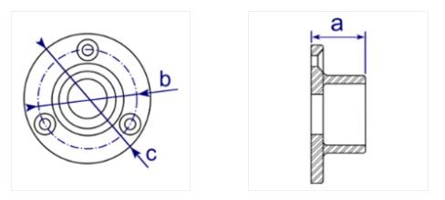 Diagram showing dimensions of DDA 731 Assist Wall Flange Fitting